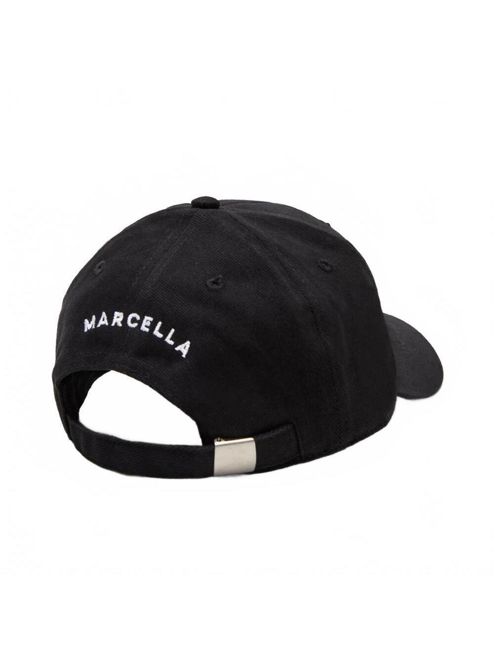Marcella Logo Baseball Hat Cap Classic Neutral Embroidered Cotton Black NWT